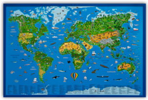Pinnwand Kinder-Weltkarte. 90 x 60 cm.